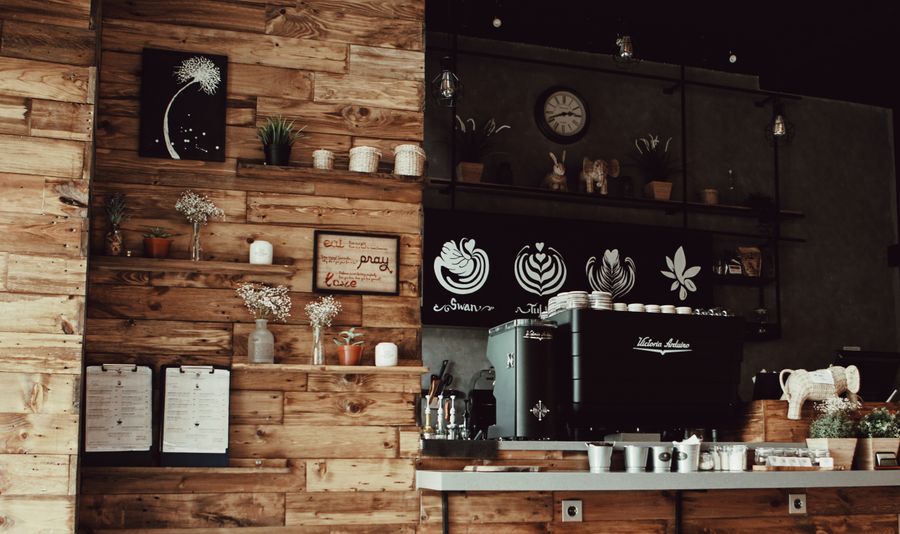 Coffee cups on a wooden table