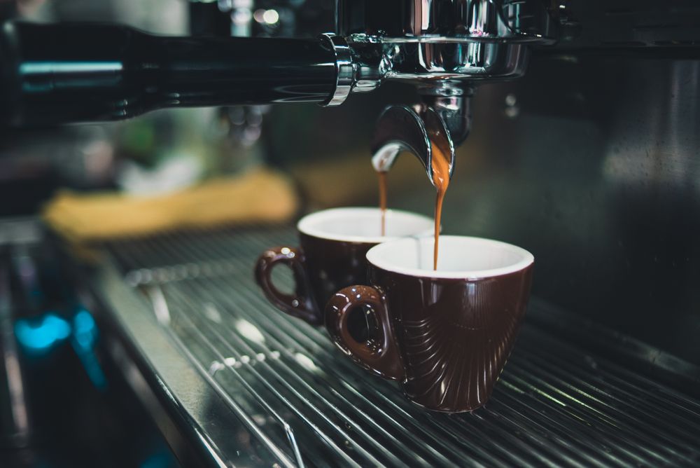 Espresso machine pouring a double shot